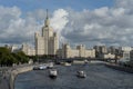 View of the Moskva River and high-rise building on Kotelnicheskaya embankment of Moscow Royalty Free Stock Photo