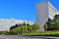 Moscow, Russia - July 30. 2023. View of the southern industrial zone in Zelenograd from Ozernaya alley