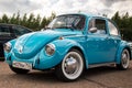 Moscow, Russia - July 06, 2019: Volkswagen KÃÂ¤fer 1303. Type 1 Vintage VW Beetle was produced since 1946. A blue retro car stands Royalty Free Stock Photo