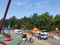 MOSCOW, RUSSIA - June 22, 2019: Accident at the amusement park at `Sokolniki` park, Moscow.