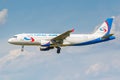 Moscow, Russia - June 21, 2019: Aircraft Airbus A320-214 VQ-BCZ of Ural Airlines landing at Domodedovo international airport in