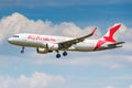 Moscow, Russia - June 21, 2019: Aircraft Airbus A320-214WL A6-AON of Air Arabia airline landing at Domodedovo international