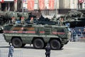 Armored trucks of the military police KAMAZ-63968 `Typhoon-K` for transporting personnel on Okhotny Ryad, during the parade dedica