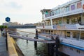 MOSCOW, RUSSIA - JUNE 14, 2016: Arrow pointing the direction to the ladder leading to the Ship Bryusov