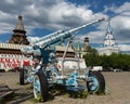 Artillery cannon painted with Russian patterns in Izmaylovsky Kr