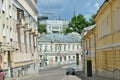 Moscow, Russia, June, 12, 2017, Black car in Petropavlovsky lane in summer