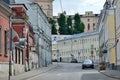 Moscow, Russia, June, 12, 2017. Black car in Podkolokolny lane in cloudy weather