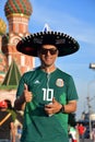 World Cup 2018, football fan on the Red Square in Moscow Royalty Free Stock Photo