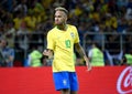 Brazilian superstar Neymar after the second goal in FIFA World Cup 2018 match Serbia vs Brazil 0-2