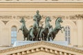 Bronze quadriga on the building of the Bolshoi Theater in Moscow on Teatralnaya Square
