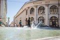 MOSCOW, RUSSIA - JUNE 5, 2019: Children having fun in city fountain. Royalty Free Stock Photo