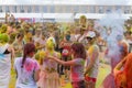 Colorful race near sports complex Luzhniki. The Color Run is a all-russian hosted fun event with contenders for victory Royalty Free Stock Photo