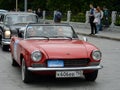 Fiat 124 Spider for the rally of vintage cars Bosch Moskau Klassik in Moscow.