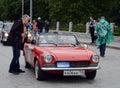 Fiat 124 Spider for the rally of vintage cars Bosch Moskau Klassik in Moscow.