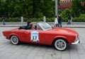 Fiat 124 Spider for the rally of vintage cars Bosch Moskau Klassik in Moscow.