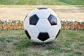 Moscow, Russia - June 26, 2018. Fifa world cup 2018 in Russia. Sculpture of a football ball on a Moscow street.