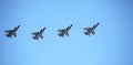 MOSCOW, RUSSIA - June 24, 2020: Fifth-generation Russian multi-purpose fighters Su-57 during air parade dedicated to 75th Royalty Free Stock Photo