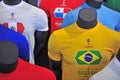 Football shirts in official FIFA World Cup Russia 2018 Royalty Free Stock Photo