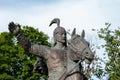 Moscow, Russia, June 15, 2013. Moscow Friendship Park. Monument to the hero of the Kyrgyz epos Manas the Magnanimous Royalty Free Stock Photo