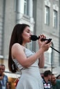 Girl singer on a moscow streets