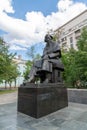 Moscow, Russia - June 2. 2019. Monument to the famous writer Nikolai Chernyshevsky on Pokrovka street