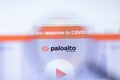 Moscow, Russia - 1 June 2020: Paloaltonetworks.com website page. Palo Alto Networks Inc logo on display screen