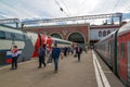 Moscow, Russia - June 14.2016. Passengers going to train at Kazan station