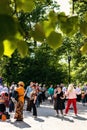 MOSCOW, RUSSIA - JUNE 2, 2019: Pensioners dancing at the Sokolniki park.