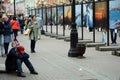 Photo exhibition on the pedestrian street Arbat.