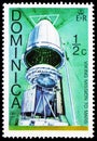 Postage stamp printed in Dominica shows Viking Spacecraft, Viking Mission to Mars serie, circa 1976