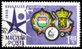 Arms of Hungary and Belgium, exposition logo, World Exhibition, Brussels serie, circa 1958