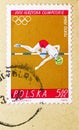 Postage stamp printed in Poland shows Women High Jump, Summer Olympic Games 1964 - Tokyo serie, circa 1964