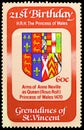 Postage stamp printed in Saint Vincent Grenadines shows Arms of Anne Neville, Princess Diana`s 21st Birthday serie, circa 1982