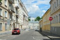 Moscow, Russia, June, 12, 2017, Red car in Petropavlovsky lane in summer