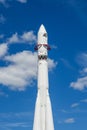 Moscow, Russia - June 24, 2019: Russian spaceship Vostok 1, monument of the first soviet rocket at VDNH. astronautics in USSR,