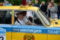 Soviet car traffic police rally vintage cars in Moscow