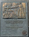 The `Spirit of the Elbe` memorial plaque in Victory Park on Poklonnaya Hill, in memory of the meeting of allied forces on the Elbe