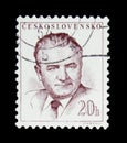 MOSCOW, RUSSIA - JUNE 20, 2017: A stamp printed in Czechoslovakia shows a portrait of President Klement Gottwald, circa 1948 Royalty Free Stock Photo
