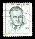 MOSCOW, RUSSIA - JUNE 20, 2017: A stamp printed in Czechoslovakia shows a portrait of President Klement Gottwald, circa 1948 Royalty Free Stock Photo