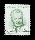 MOSCOW, RUSSIA - JUNE 20, 2017: A stamp printed in Czechoslovakia shows a portrait of President Klement Gottwald, circa 1948 Royalty Free Stock Photo