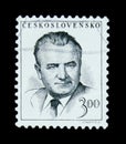 MOSCOW, RUSSIA - JUNE 20, 2017: A stamp printed in Czechoslovakia shows a portrait of President Klement Gottwald, circa 1948 Royalty Free Stock Photo