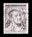 MOSCOW, RUSSIA - JUNE 20, 2017: A stamp printed in Czechoslovakia shows sculptor Jan Stursa, circa 1955