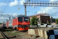 Suburban electric train in the sump of the Moscow - Passenger - Paveletskaya railway station