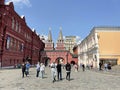 Moscow, Russia, June, 02, 2023. Tourists on Red Square in front of the Resurrection Gate of the Moscow Kremlin Royalty Free Stock Photo