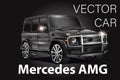 Moscow, Russia June, 2020: Vector Mercedes-AMG G 63 Exclusive Edition isolated on black background, G-class off-road car produced