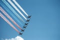 MOSCOW, RUSSIA - June 24, 2020: Victory Parade -75. Red Square. Aerial show in sky. Air parade Russian aviation. Su-25 in sky