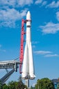 Moscow, Russia - June 30 , 2023: Vostok rocket model and Cosmos pavilion