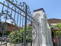 Moscow, Russia, June. 20, 2019. Wrought iron fence of the church of the entry of the Most Holy Virgin into the Temple , Barashevsk Royalty Free Stock Photo