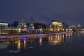 Festive Lights of Raushskaya Embankment in Winter Twilight