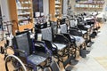 Moscow, Russia - Mar 28. 2024. Wheelchairs in a medical store in Zelenograd